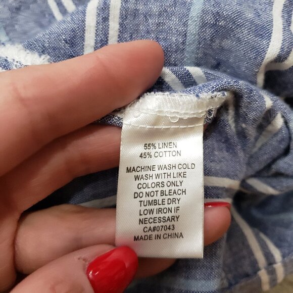 Just Living Linen Blend Stripe Skirt Blue White S - Picture 4 of 6